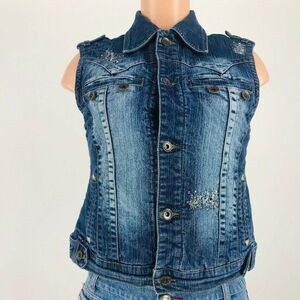 Soho Babe Juniors Denim Vest Size M